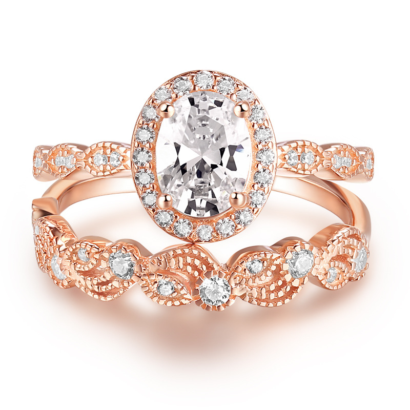 Engagement Oval Cut Sterling Silver Ring Set-TL-Juri Elle