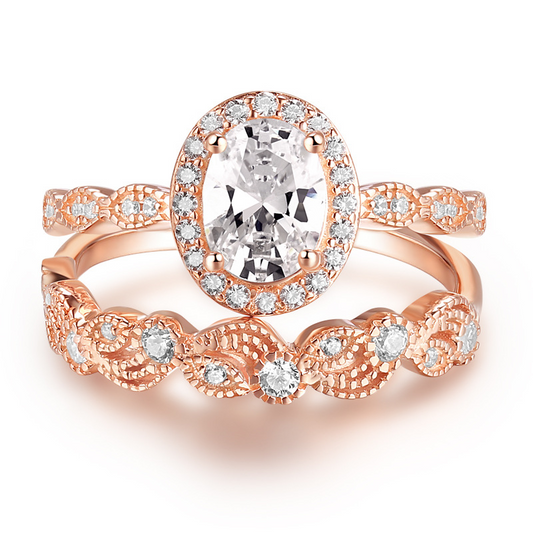 Engagement Oval Cut Sterling Silver Ring Set-TL-Juri Elle