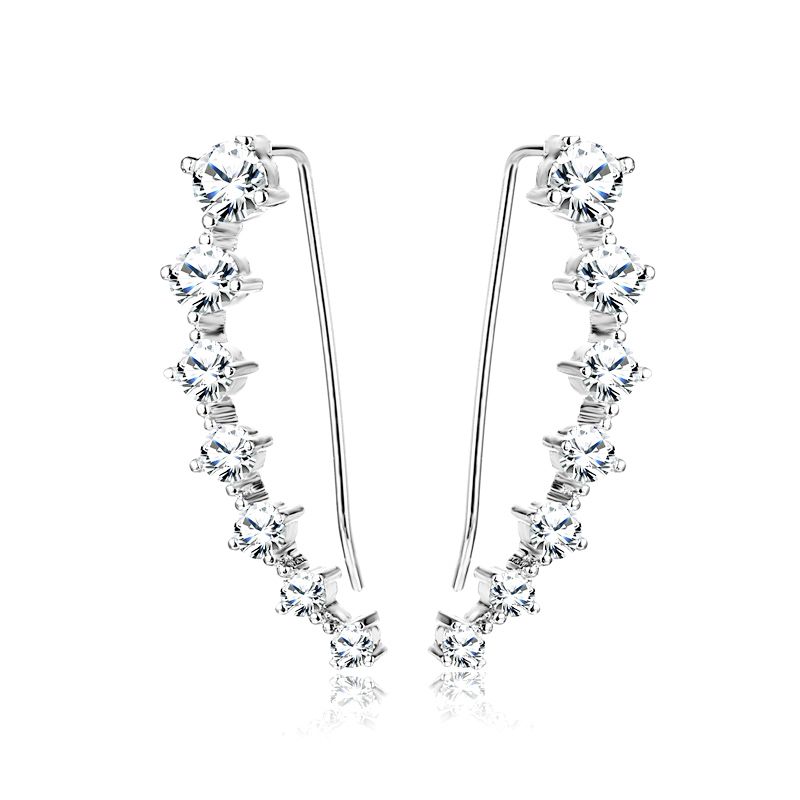 Simple Classic Sterling Silver Earrings Climbers-JE-Juri Elle