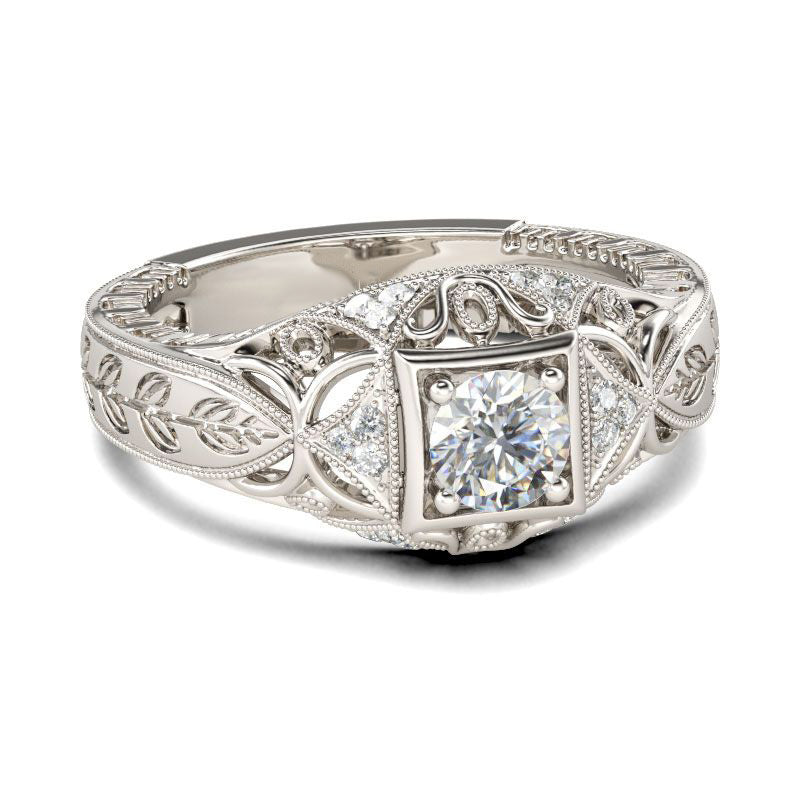 Vintage Round Cut Sterling Silver Ring-JE-Juri Elle