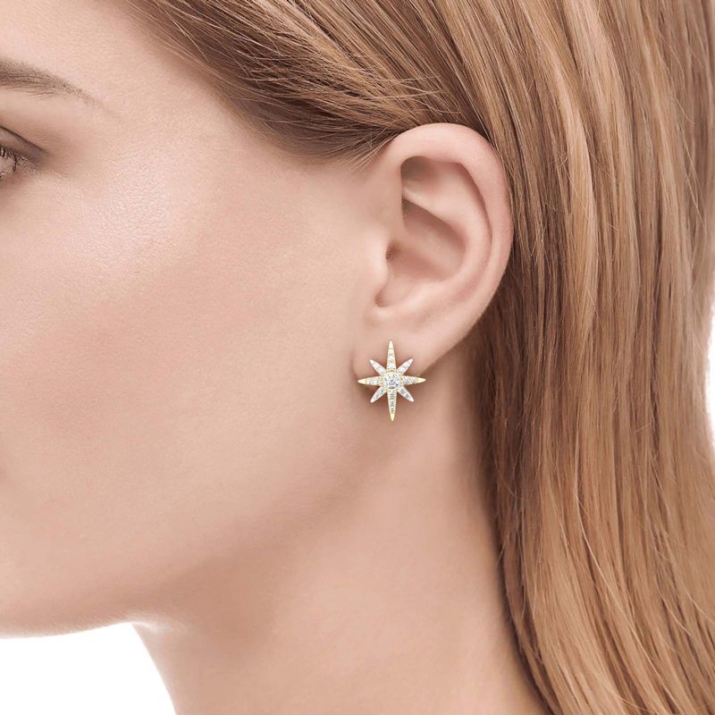 Two Tone Star Sterling Silver Earrings-JE-Juri Elle