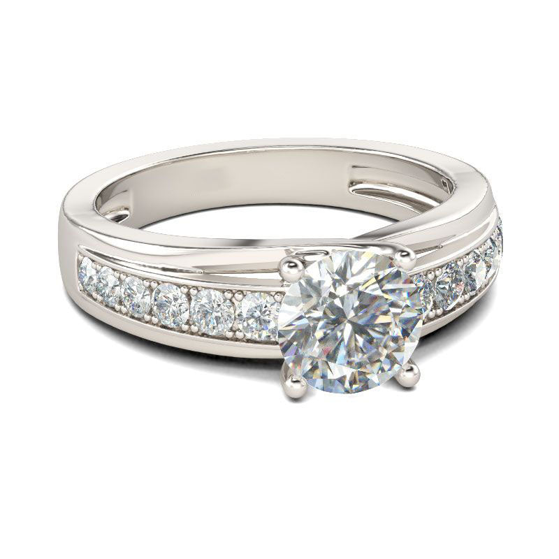 Channel Setting Round Cut Sterling Silver Ring-JE-Juri Elle