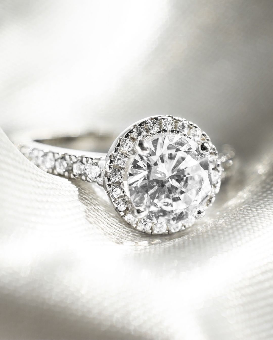 Sundial Round Cut Sterling Silver Ring