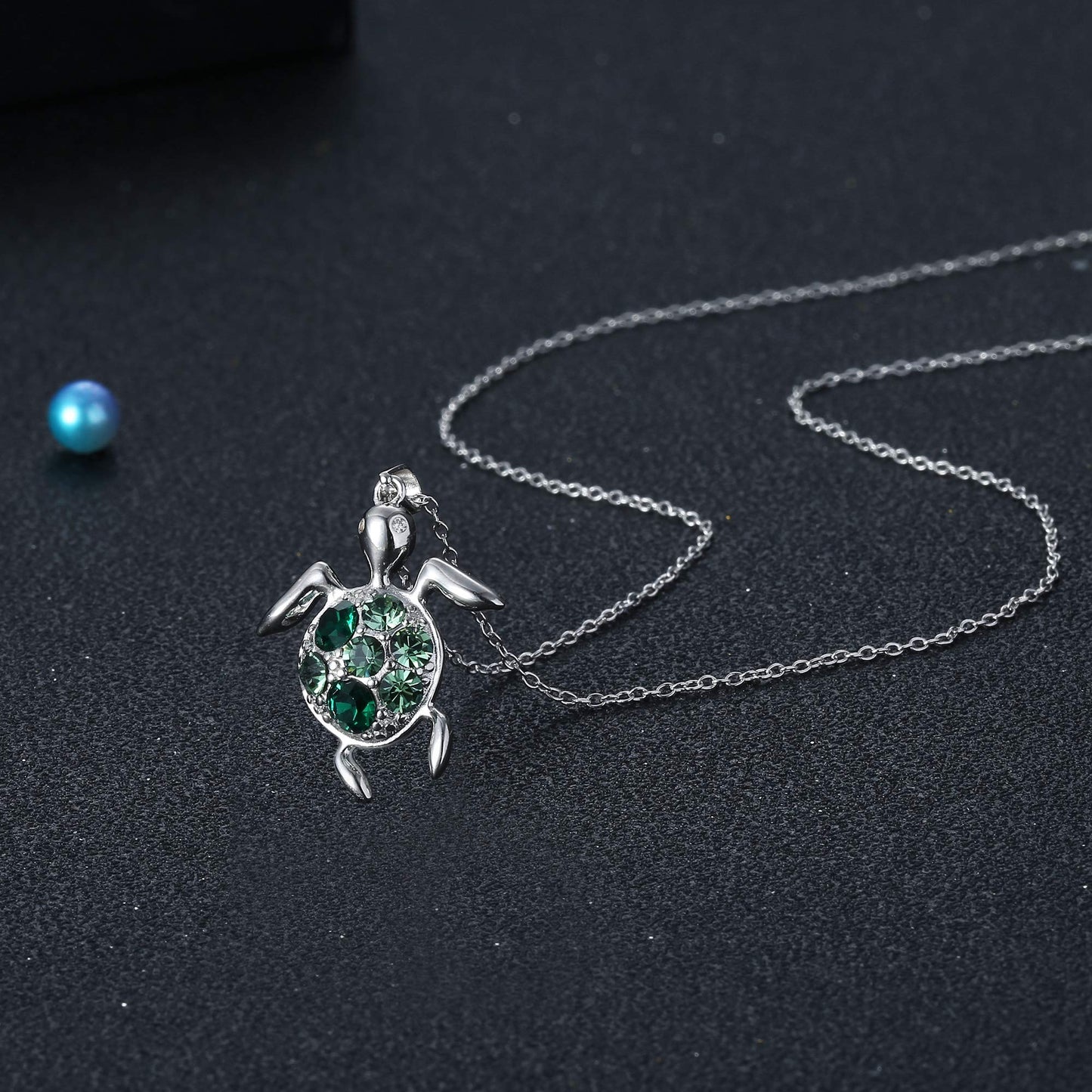 Sterling Silver Turtle Pendant Necklace for Women
