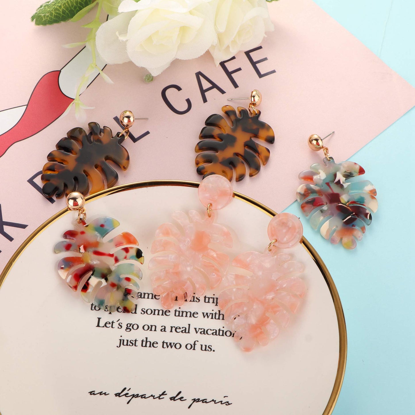 Acrylic Rattan Earrings for Women Handmade Bohemian Straw Wicker Braid Drop Dangle Earrings Lightweight Geometric Statement Earrings