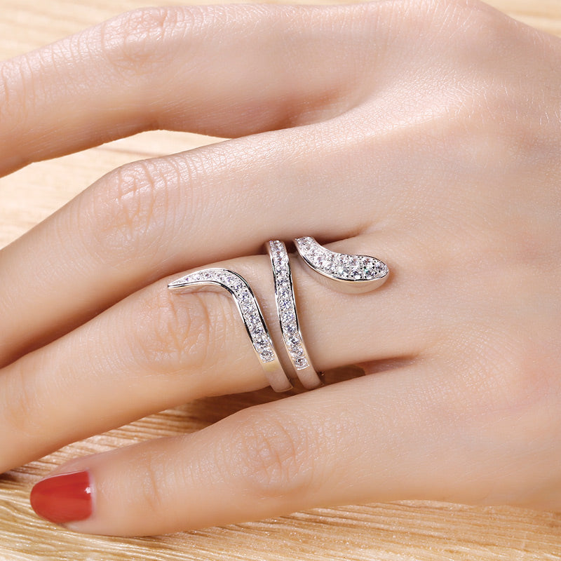 Snake Shape Sterling Silver Cocktail Ring-JE-Juri Elle