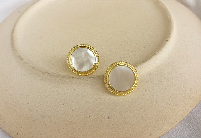 Sweet White Shell Sterling Silver Stud Earring