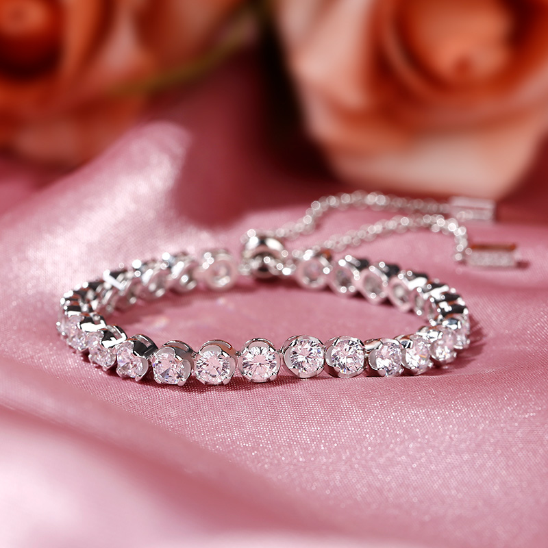 Classic Round Cut Sterling Silver Bolo Tennis Bracelet-JE-Juri Elle