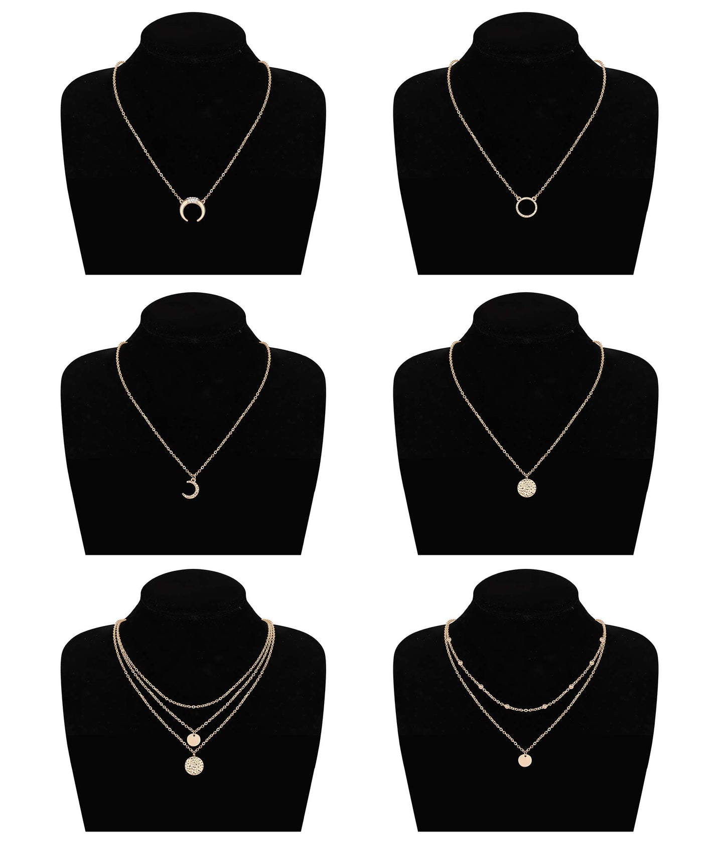 Dainty Pendant Necklaces for Women Minimalist Simple Karma Circle Coin Disc Crescent Chokers Fashion Layered Y-Necklaces