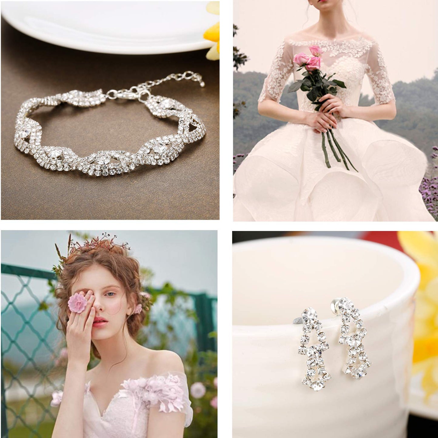 Rhinestone Necklace and Earrings Set