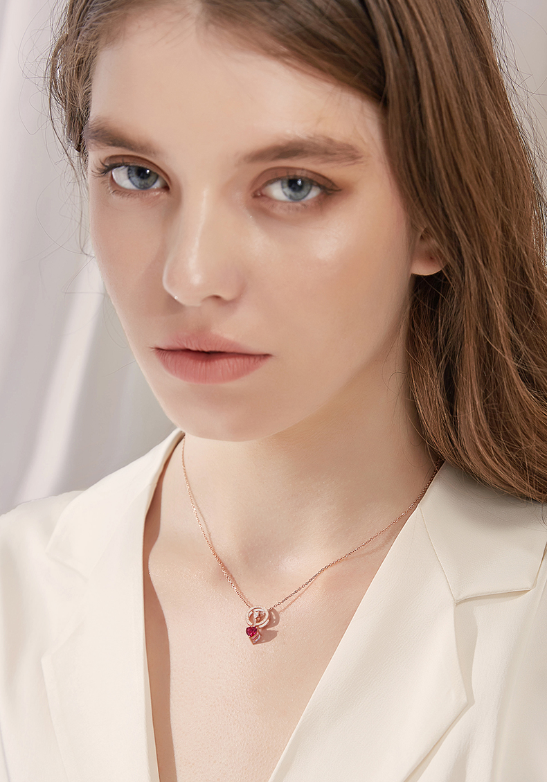 Cupid's Arrow Heart Cut Sterling Silver Plated 14K Rose Gold Necklace