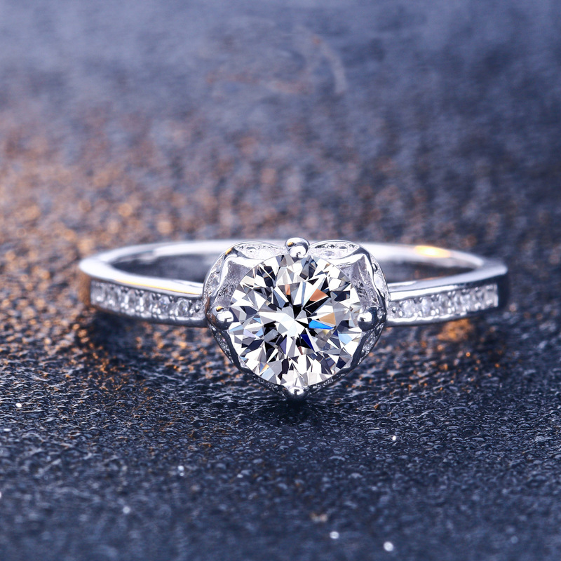 Heart Round Cut Sterling Silver Ring-TL-Juri Elle
