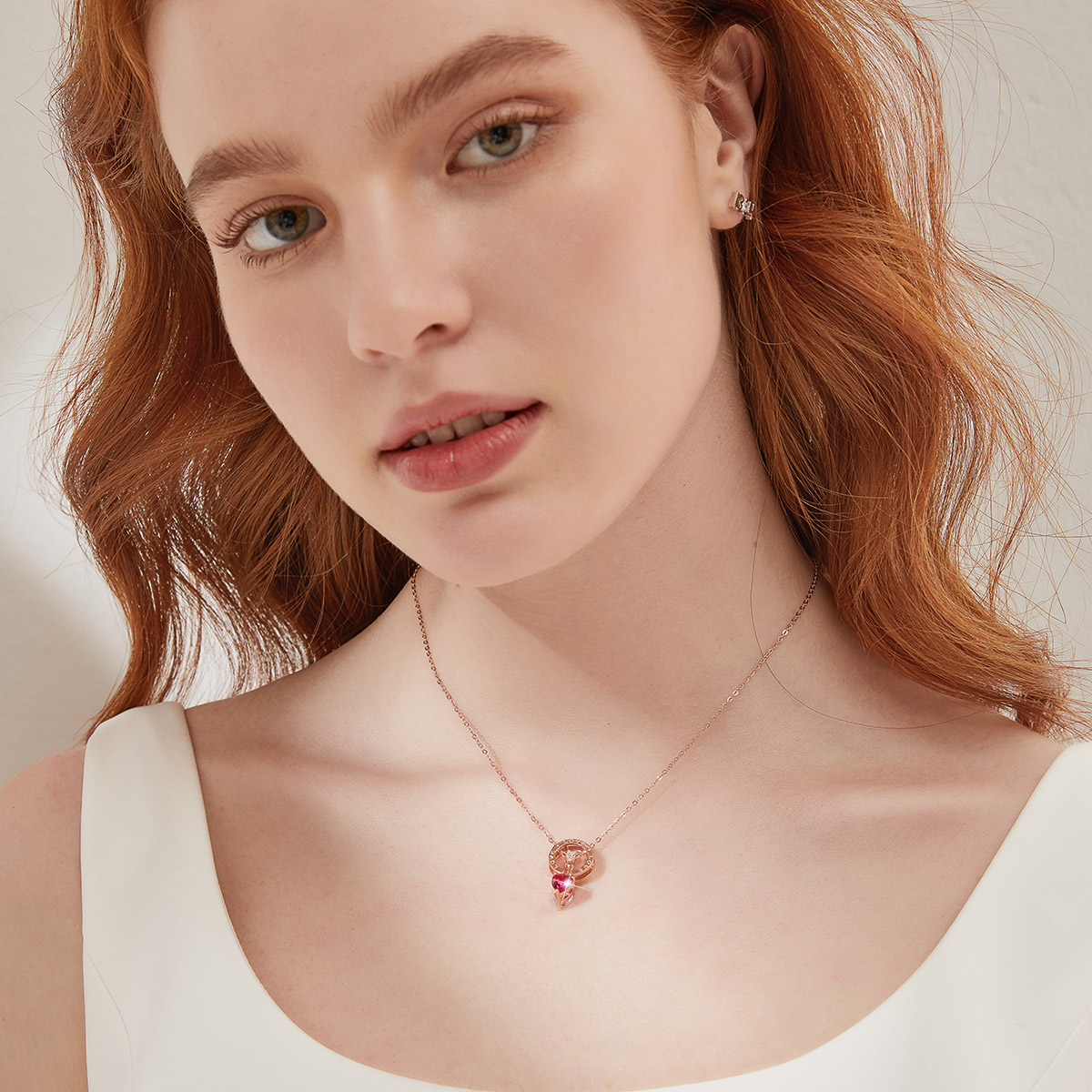 Cupid's Arrow Heart Cut Sterling Silver Plated 14K Rose Gold Necklace