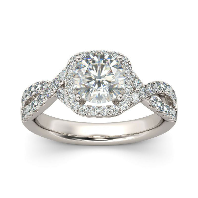 Twist Halo Round Cut Sterling Silver Ring-JE-Juri Elle