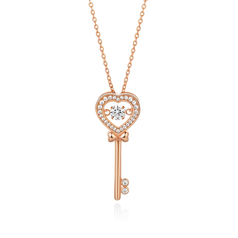 Lock of Heartbeat Round Cut Sterling Silver Necklace