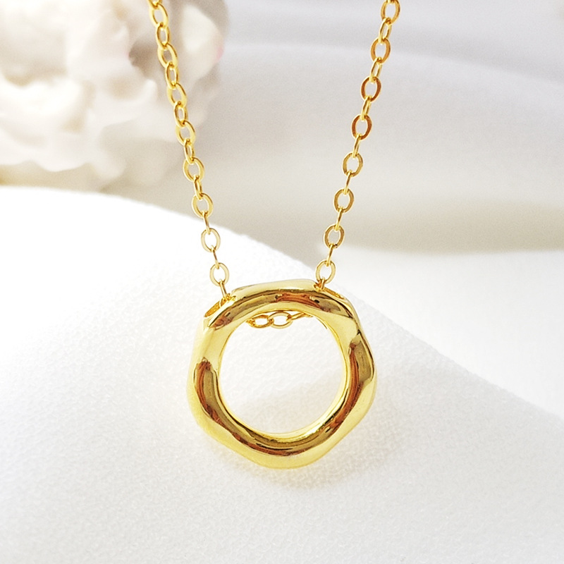Irregular Geometry Sterling Silver Plated Gold Necklace