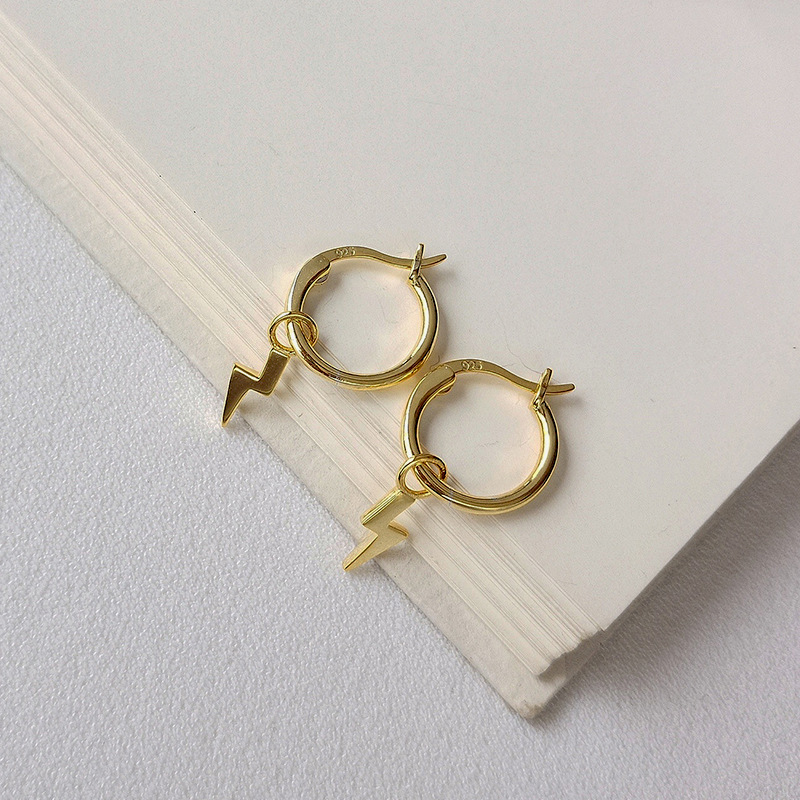 Lightning Sterling Silver Plated Gold Earring