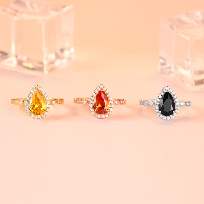 Halo Pear Cut Sterling Silver Ring Set-TL-Juri Elle