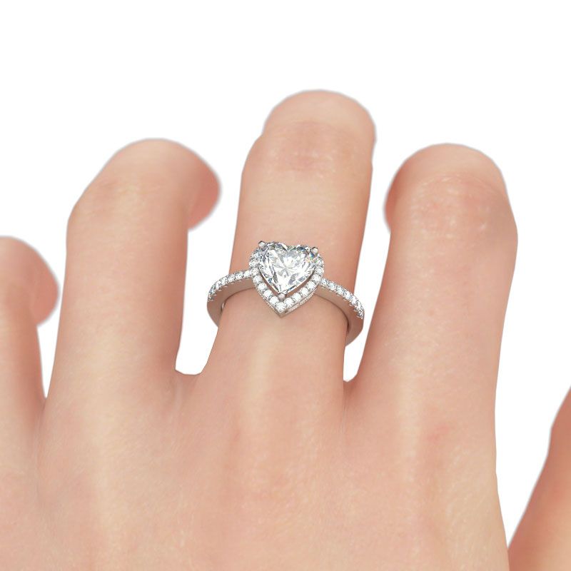 Halo Heart Cut Sterling Silver Ring-JE-Juri Elle