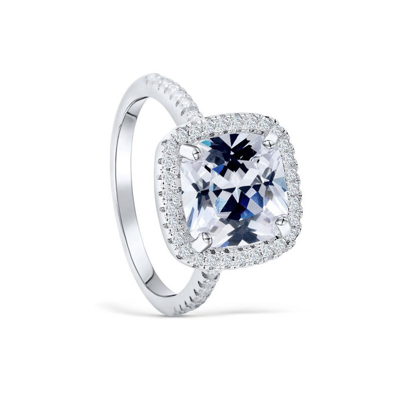Luxurious Radiant Cut Sterling Silver Ring-TL-Juri Elle