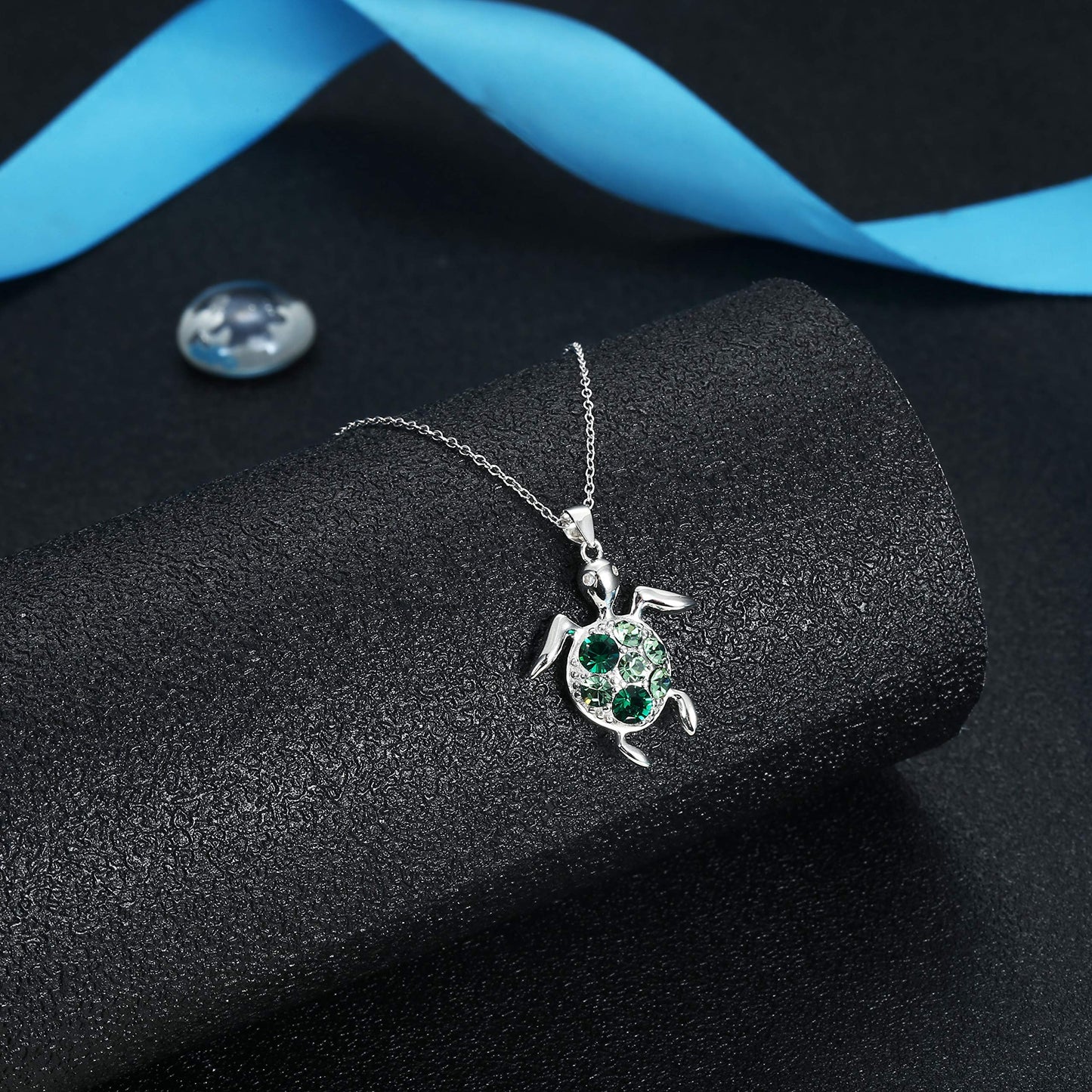 Sterling Silver Turtle Pendant Necklace for Women