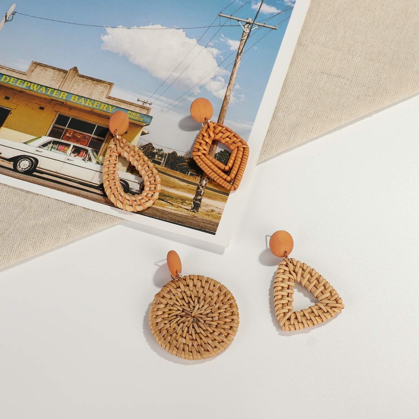 Rattan Dangle Earrings for Women