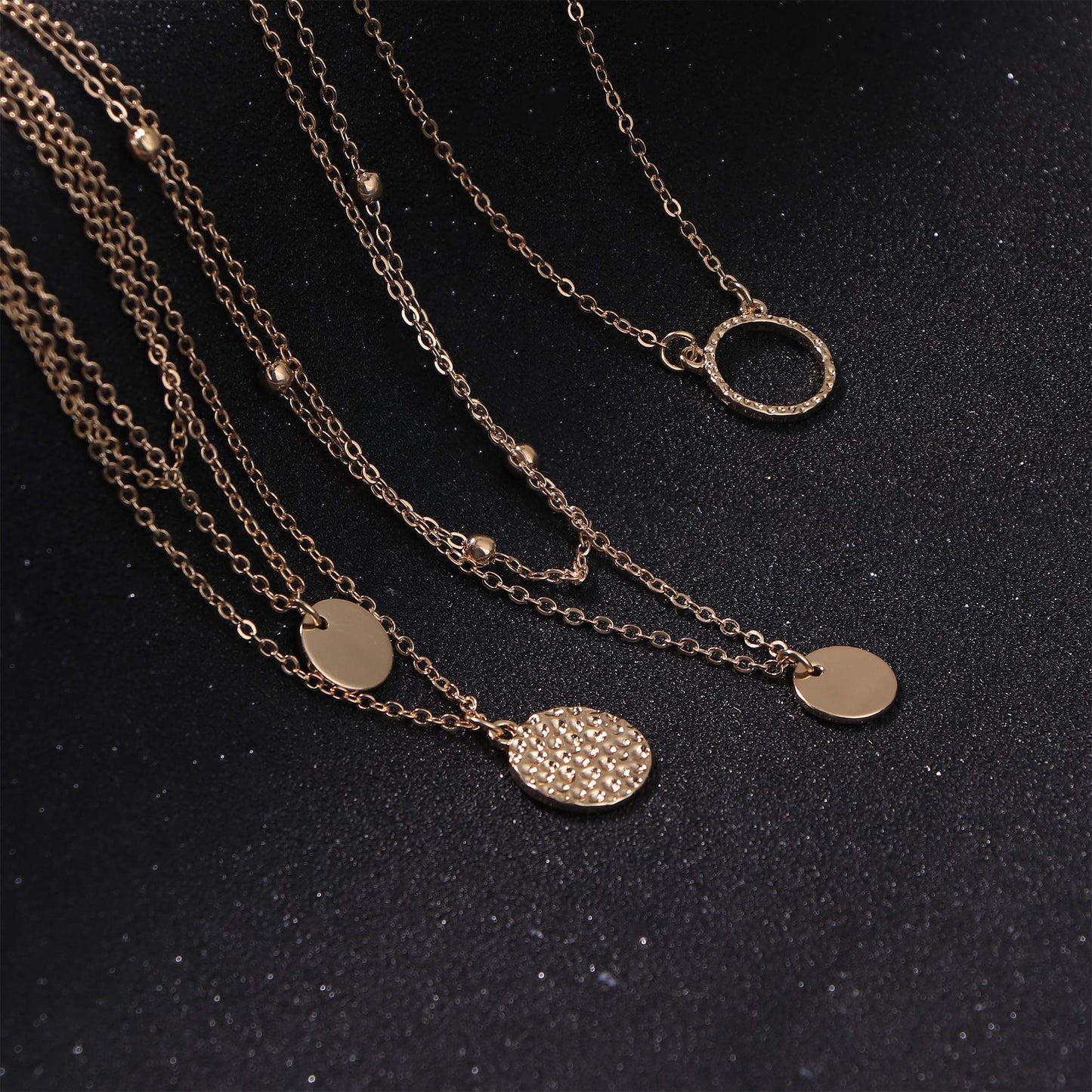 Dainty Pendant Necklaces for Women Minimalist Simple Karma Circle Coin Disc Crescent Chokers Fashion Layered Y-Necklaces