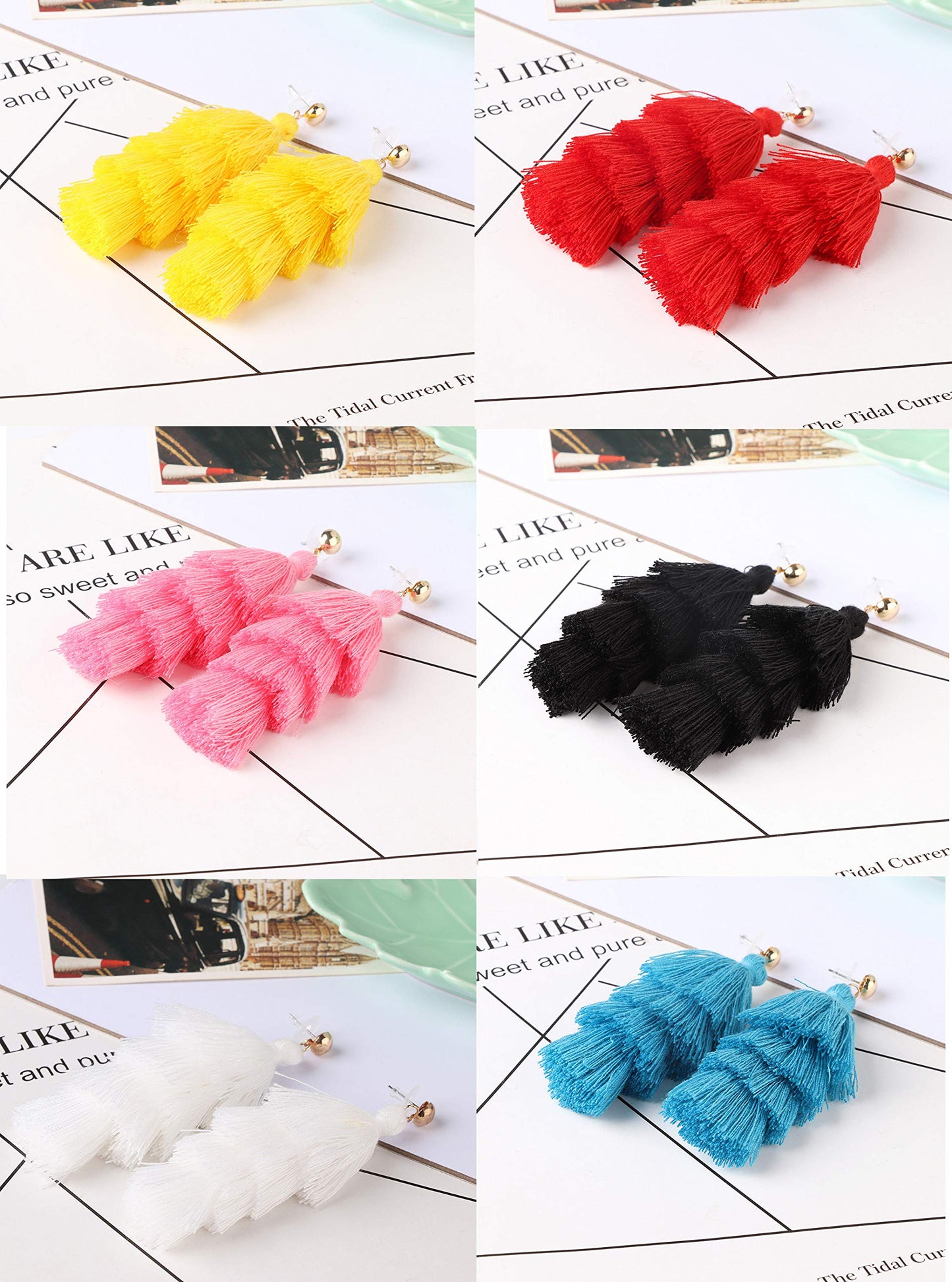 Boucles d'oreilles pompon Bohème Fringe Drop Boucles d'oreilles faites à la main