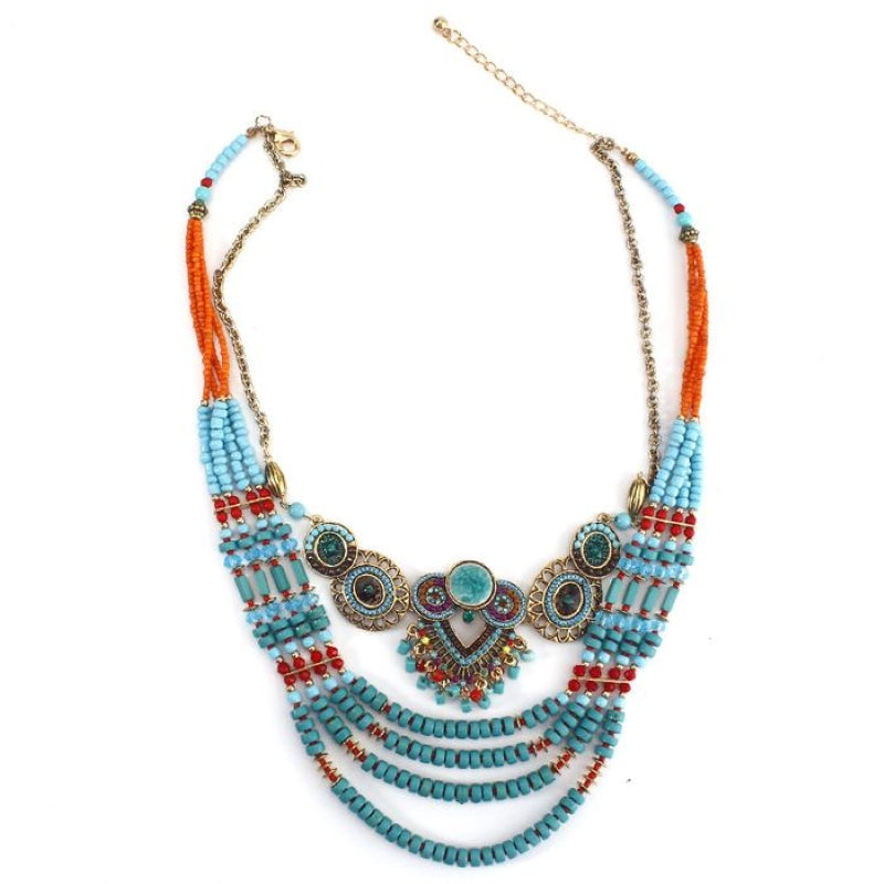 Bohemian Multilayer Colored Beaded Necklace