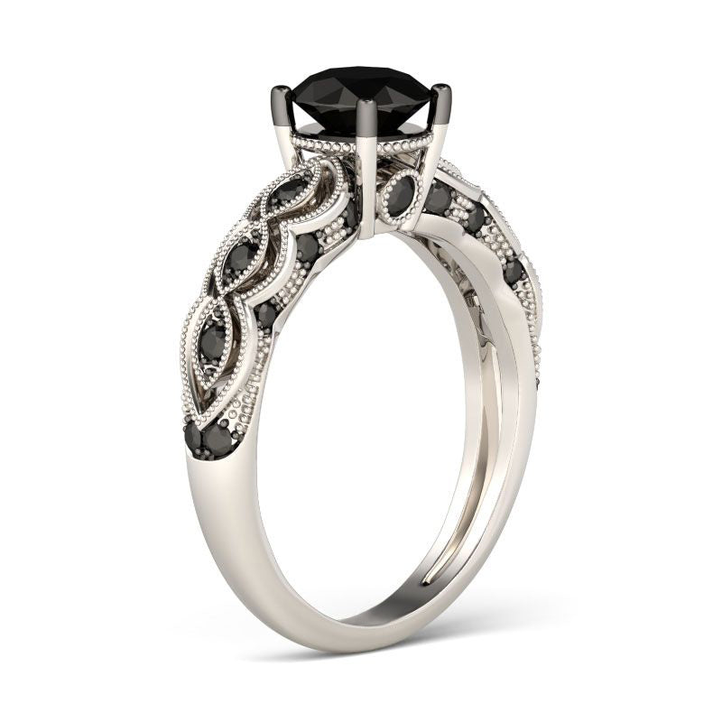 Vintage Milgrain Round Cut Sterling Silver Ring-JE-Juri Elle