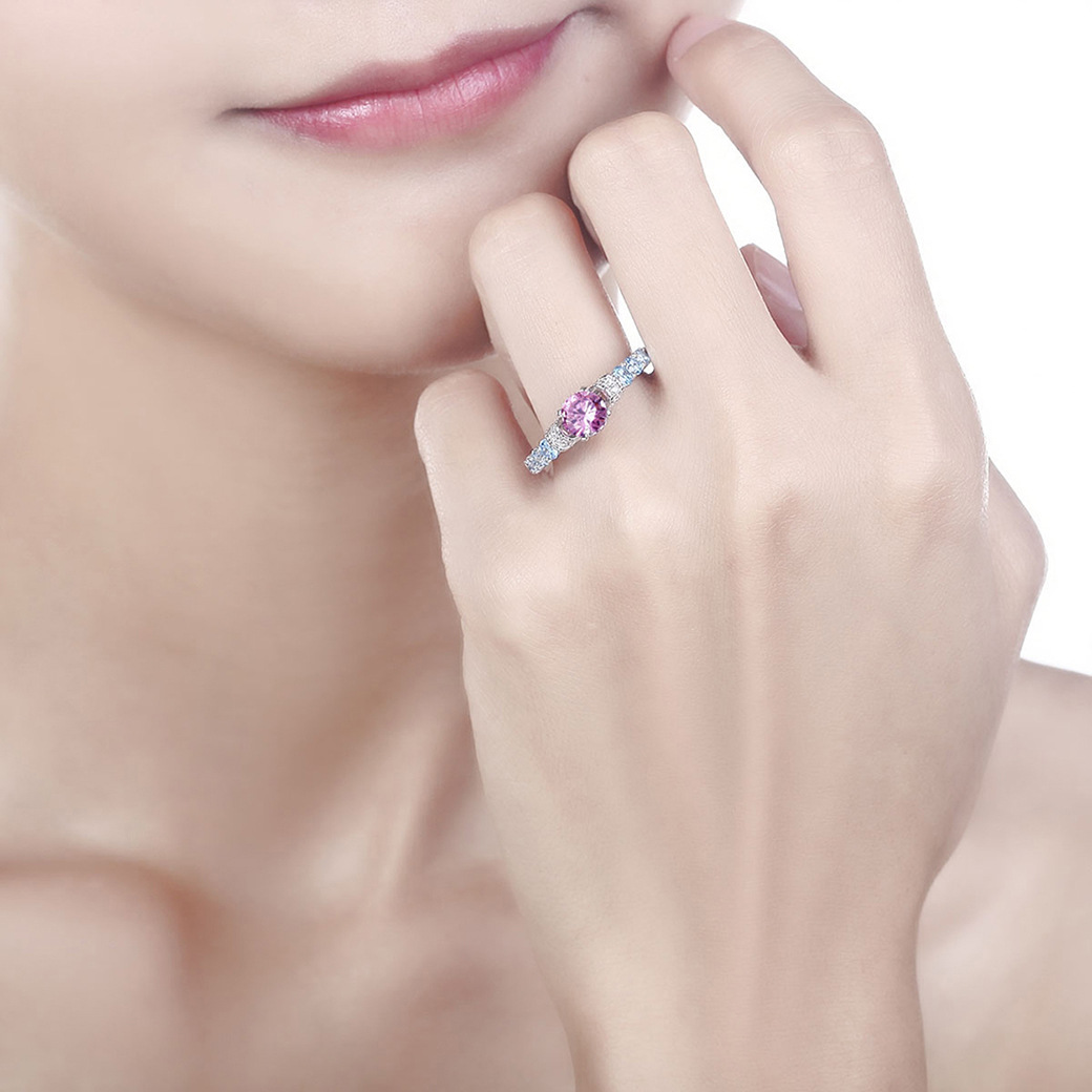 Fairy Round Cut Sterling Silver Ring-ZX-Juri Elle