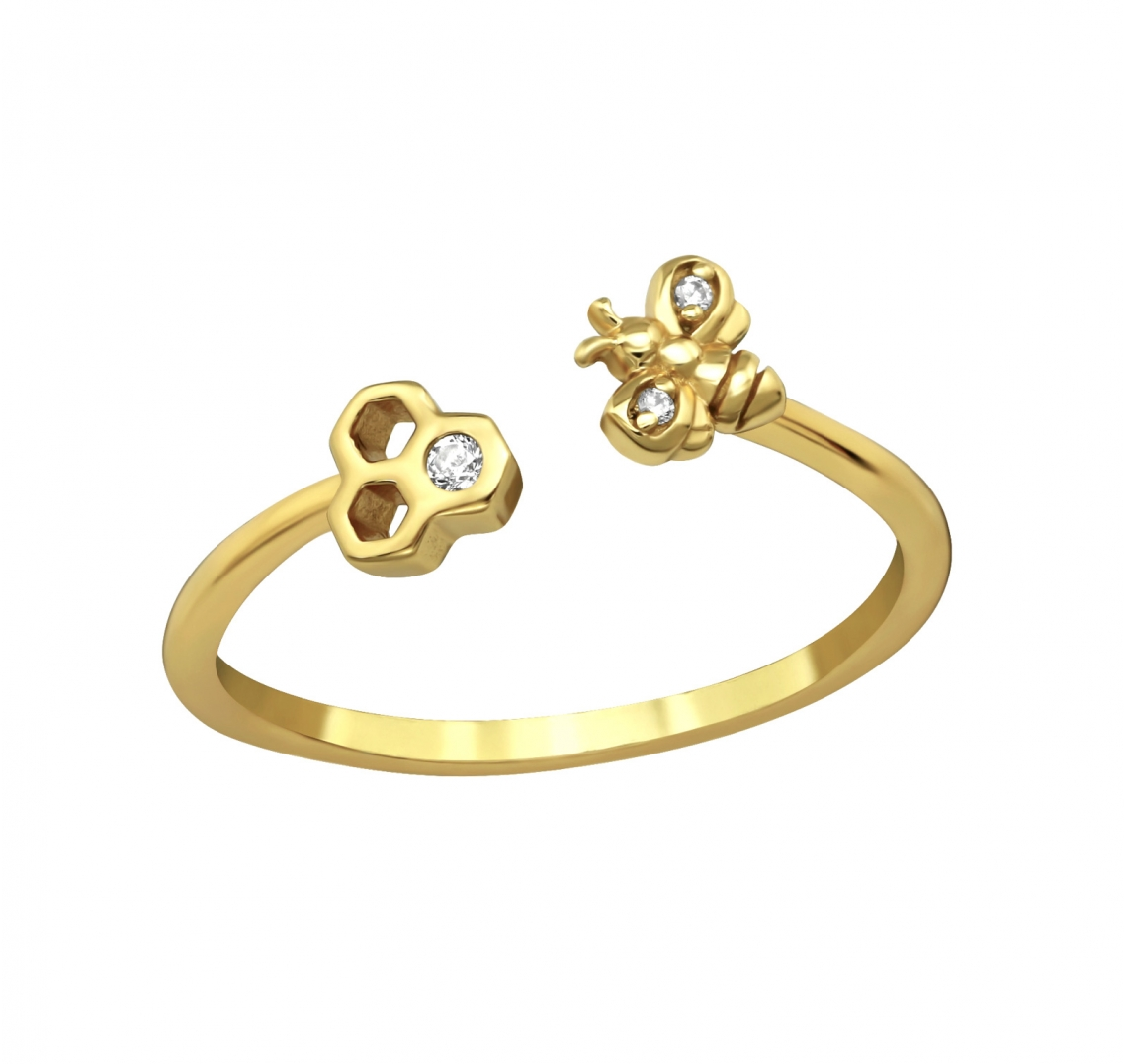 Honeycomb Bee Ring Gold-J&CO-Juri Elle