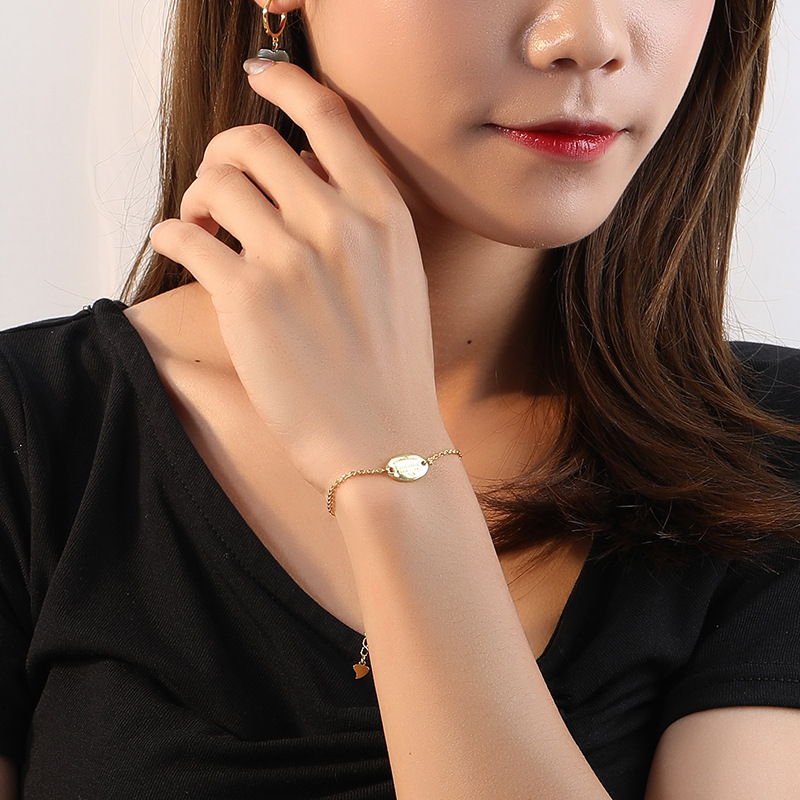 Bracelet à la mode en argent sterling plaqué or avec lettrage