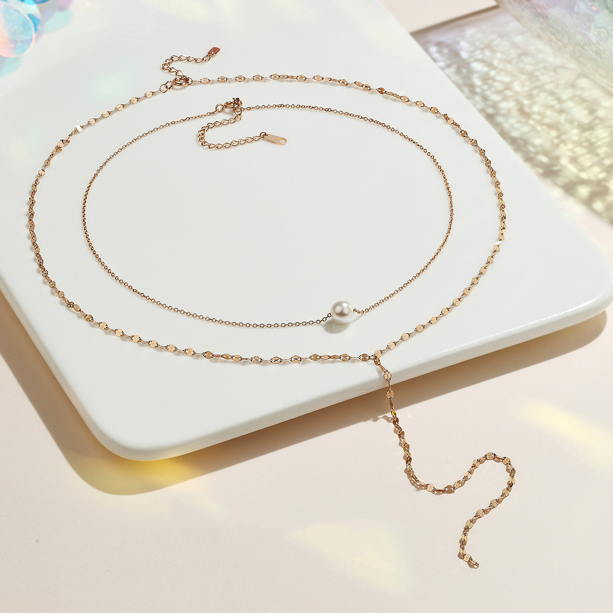 Glossy Pearl Combination Sterling Silver Necklace