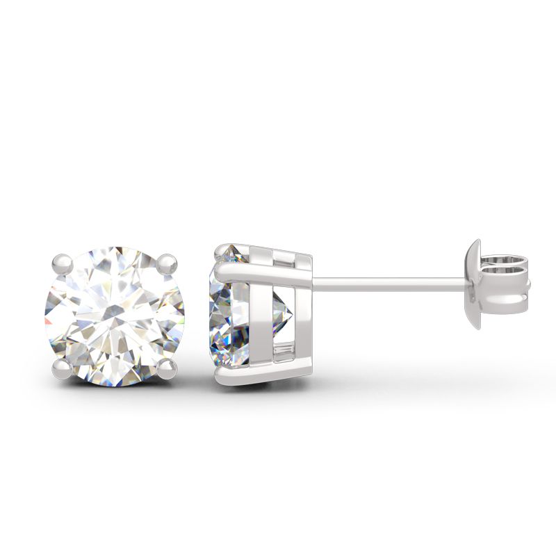 Classic Round Cut Sterling Silver Stud Earrings-JE-Juri Elle