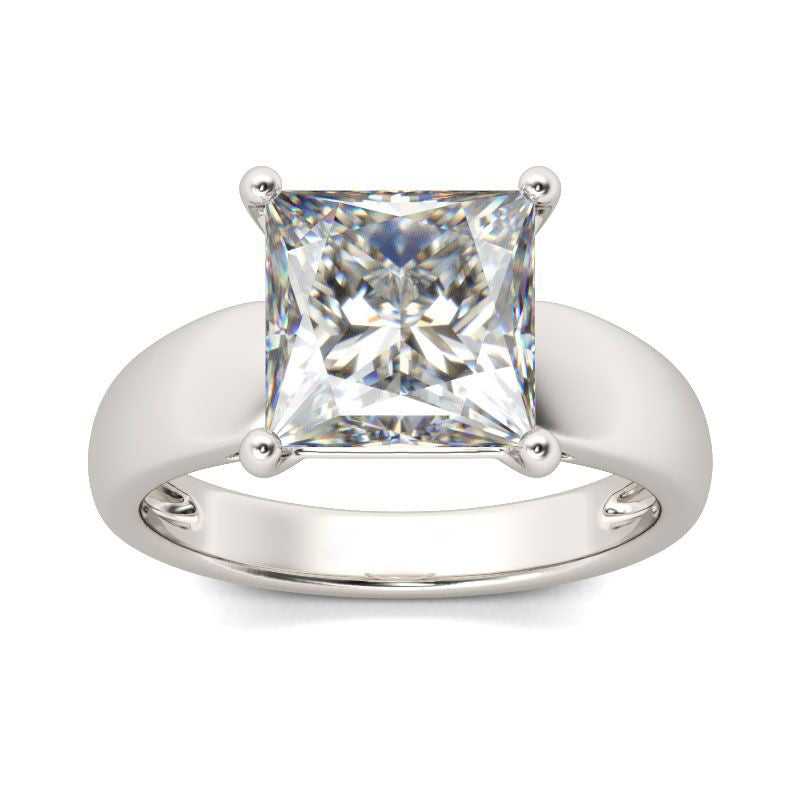 Solitaire Princess Cut Sterling Silver Ring-JE-Juri Elle