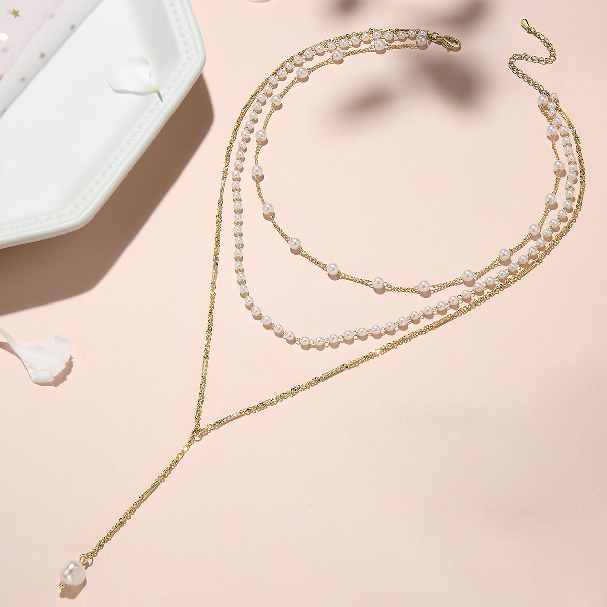 Dance Adventure Pearls Combination Plated 14K Gold Necklace