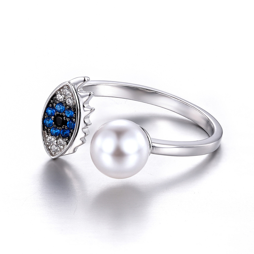 Pearl Round Cut Sterling Silver Ring-ZX-Juri Elle