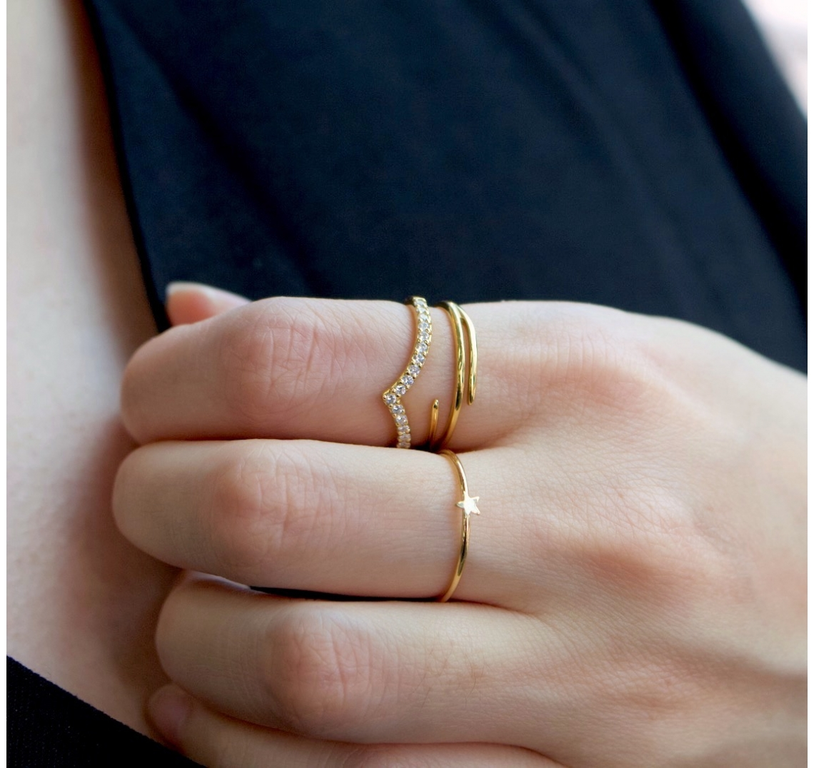 Chevron Pave Gold Ring-J&CO-Juri Elle