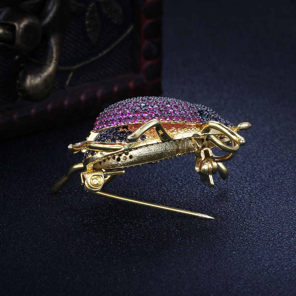 Vintage Seven-spot Ladybug Round Cut Alloy Brooch
