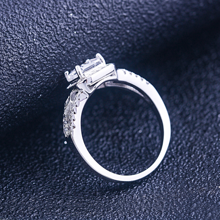 Halo Princess Cut Sterling Silver Ring-TL-Juri Elle