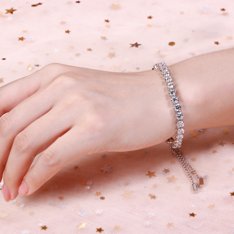 Classic Round Cut Sterling Silver Bolo Tennis Bracelet-JE-Juri Elle