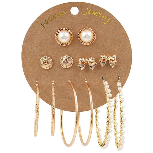 Bohemian Gold Tassel Earrings Set 6 Pairs