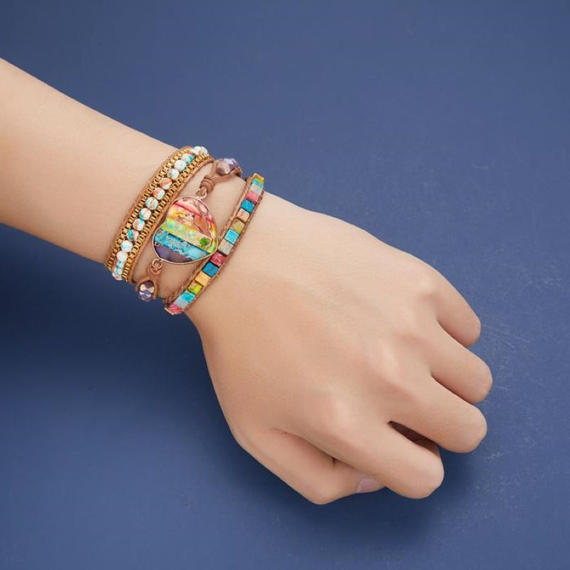 Bohemian Heart Stone Bracelet