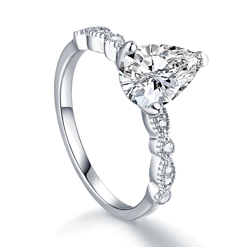 Drop Pear Cut Sterling Silver Ring For Women-TL-Juri Elle