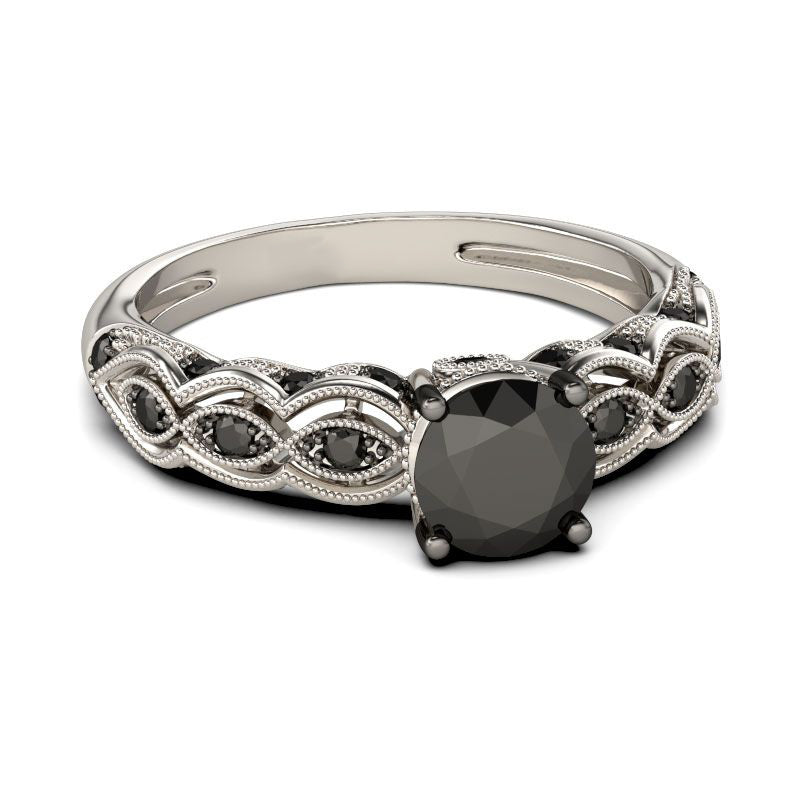 Vintage Milgrain Round Cut Sterling Silver Ring-JE-Juri Elle