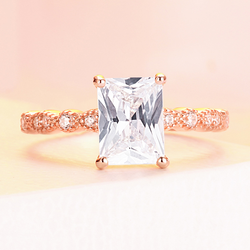 Fashion Princess Cut Sterling Silver Ring-TL-Juri Elle