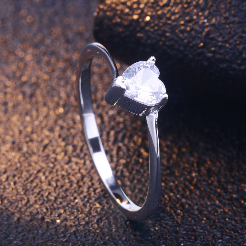 Solitaire Heart Cut Sterling Silver Ring-TL-Juri Elle