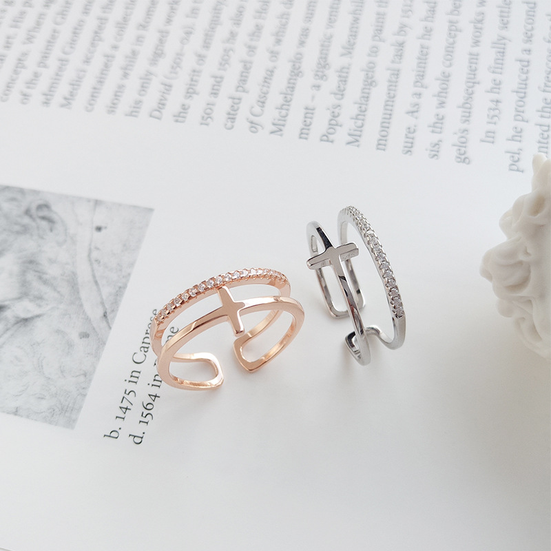 Bague ajustable en argent sterling à double couche
