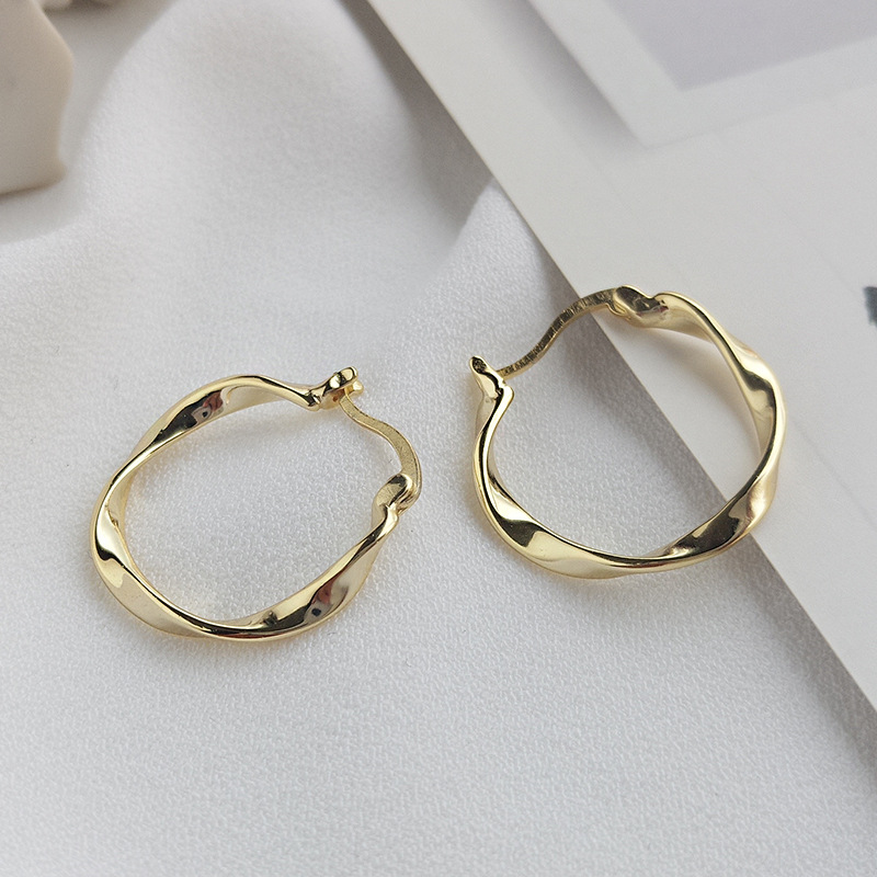 Irregular Exaggerated Circle Sterling Silver Plated Gold Earring